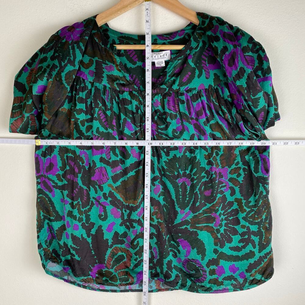 Velvet Graham Spencer Reeve Peasant Blouse Green Floral Small - Picture 16 of 16